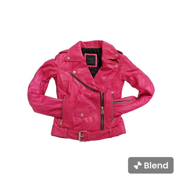 Geaca de piele naturala, LADC Paris, roz, masura S