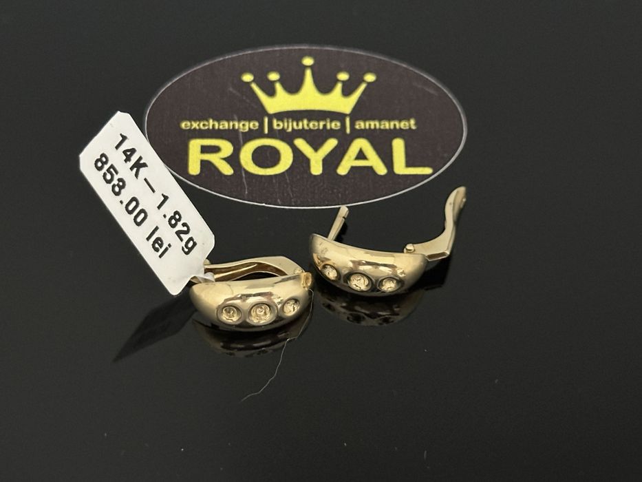 Bijuteria Royal CB :  Cercei dama aut 14K 585%  1,82 gr