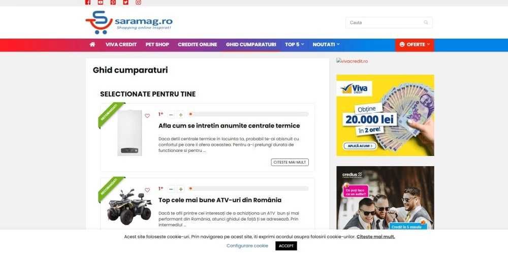 Vând site saramag.ro portal oferte & ghiduri, 300+ articole SEO,