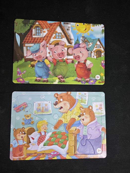 Lot puzzle lemn carton 1-2 ani