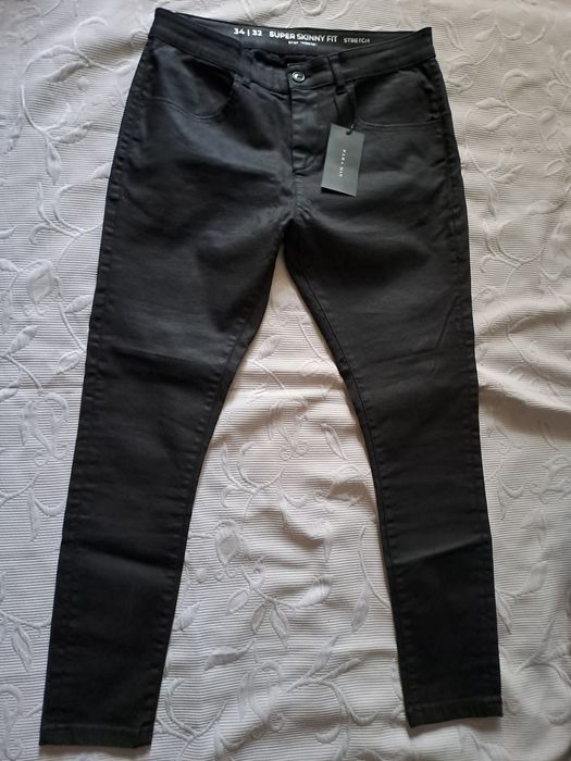 Pantaloni C&A Prenuum  denim ceruit,,efect piele42 si 44,model Balman
