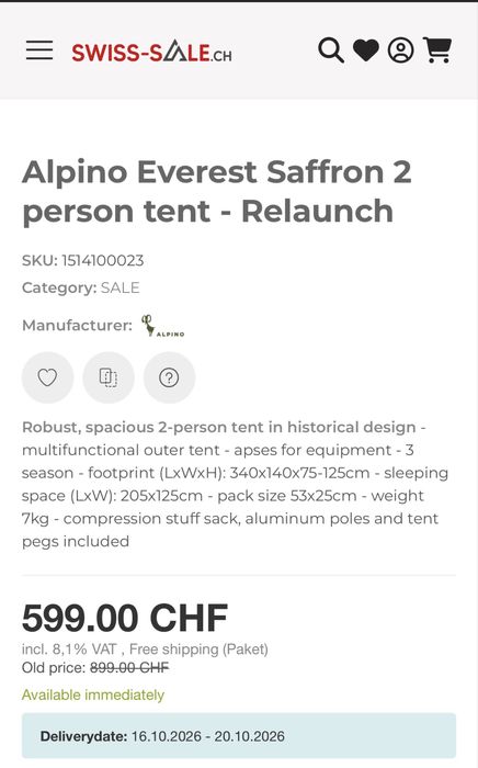 Vand cort Alpino Everest