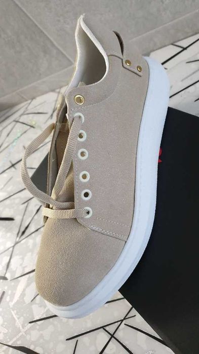 Încălțăminte pentru bărbați, piele de căprioară, bej