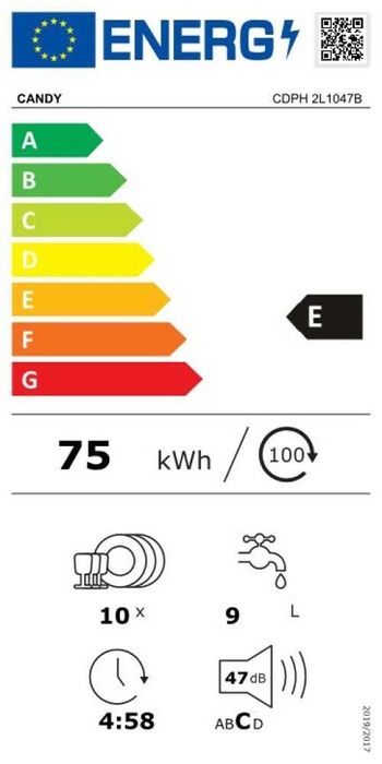 Нова черна свободностояща съдомиялна 45 см 10 комплекта Candy