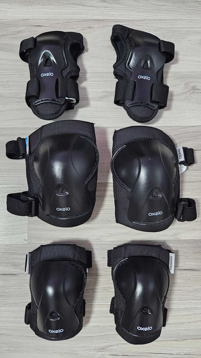 OXELO Комплект детски Протектори, Наколенки, Черни, XS, 6-10 г