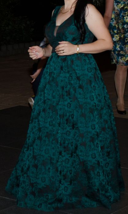 Rochie ocazie, eleganta, lunga, negru/verde, marimea M/L