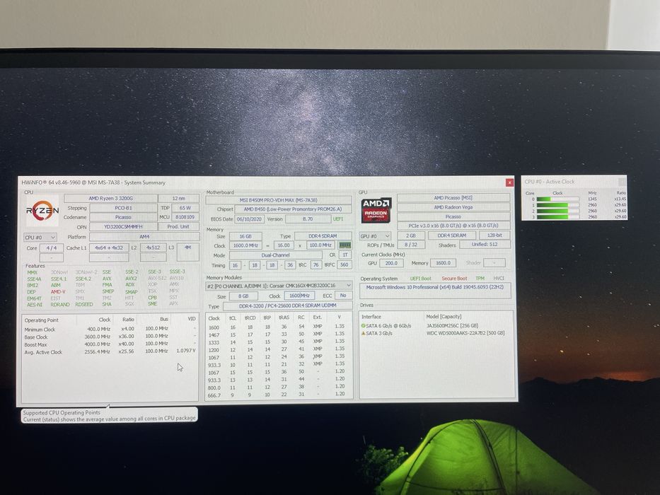 PC Ryzen 3 3200G / 16GB RAM / SSD 256GB + HDD 500GB + LG UltraWide 29” 75Hz