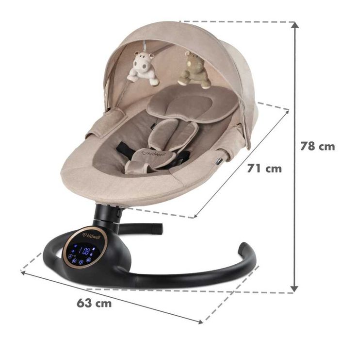 Vand leagan kidwell pentru copii - Balansoar electric 2 in 1 REVE Bej/Auriu cu aplicatie mobila