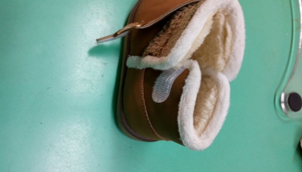 Детски велурени боти Fashion с топъл хастар кафеви №25 - 15см