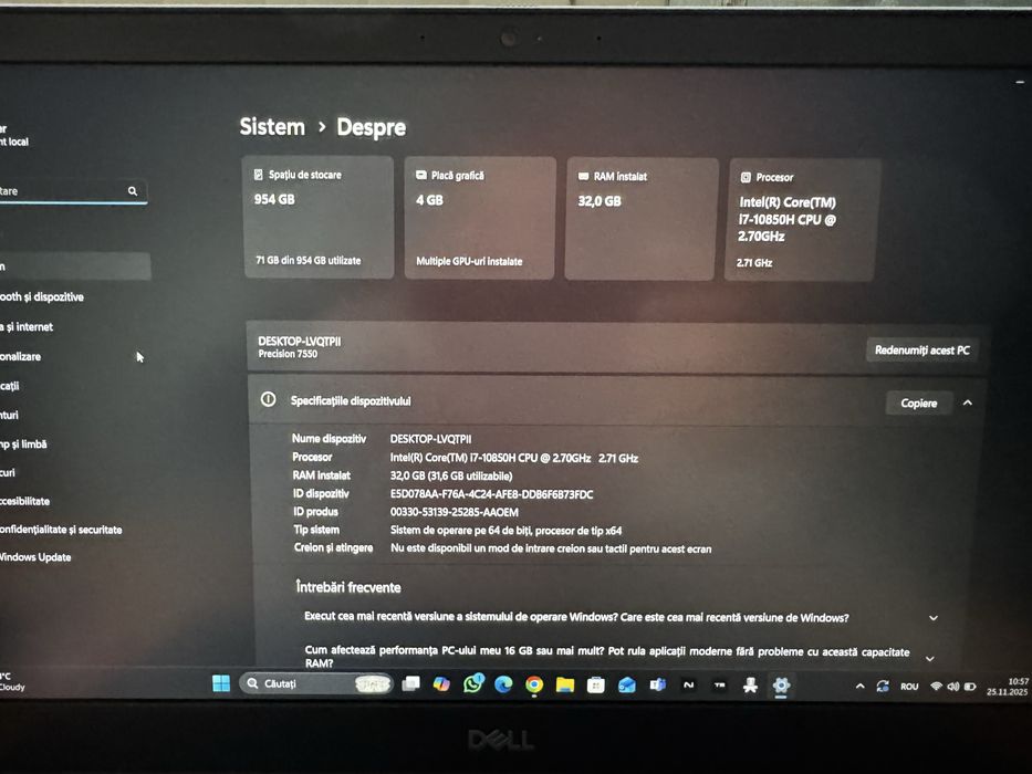 Vand Dell Precision 7550