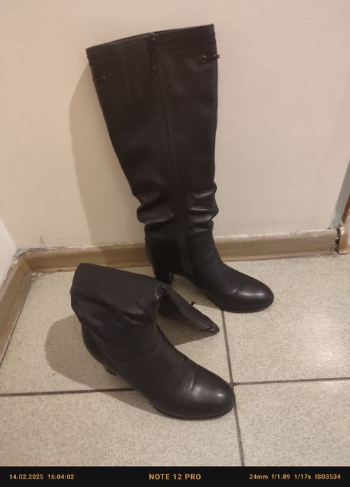 Кожаные демисезонные сапоги