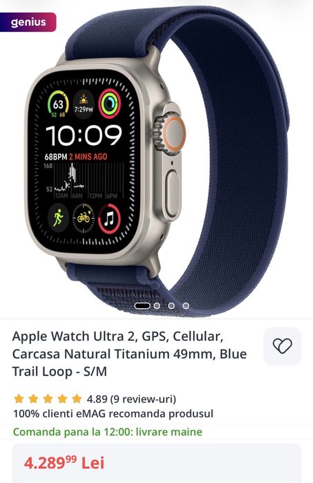 Ceas apple watch ultra 2 titanium 49mm pentru piese defect