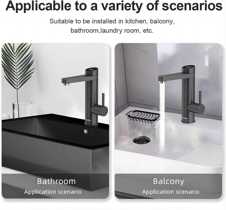 Проточен смесител с нагревател за кухня и баня BM71-Gray