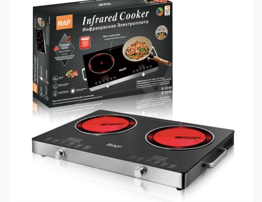 Инфракрасная двухконфорочная плита RAF R.8050 plita дастафка бесплатна