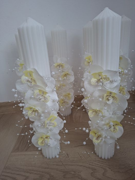 Set de 6 lumânări pentru nuntă / Luxury Design / Realizate Manual !