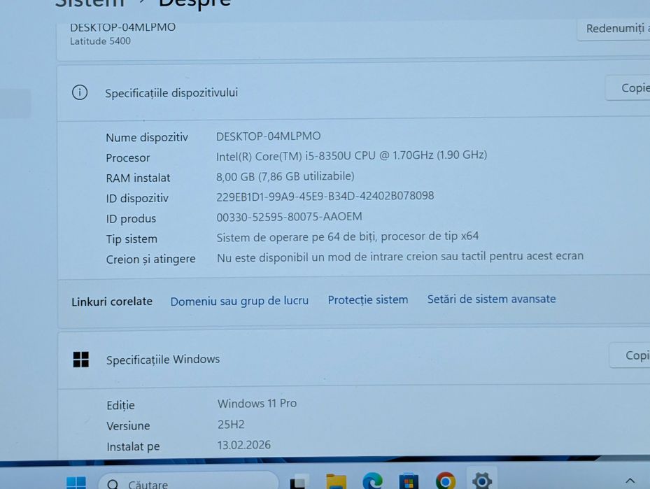 Laptop Dell Latitude 5400, 14" Full HD, Intel Core i5-8350U,ssd 256 GB