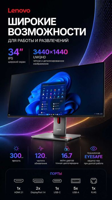 Новый Монитор Lenovo P34WD-40