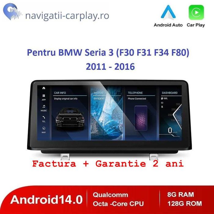 Navigatie Android BMW Seria 3 (F30, F31), Seria 4 (F32) CIC, NBT, EVO