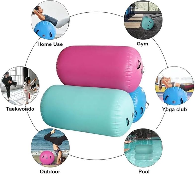 Надуваема гимнастическа ролка MEKETUM, 100x60 см, зелена