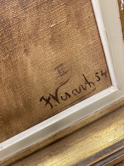 Стара френска картина портрет маслена картина платно