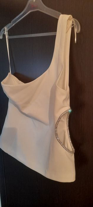 Top alb pe un umăr Zara Nou mărimea L