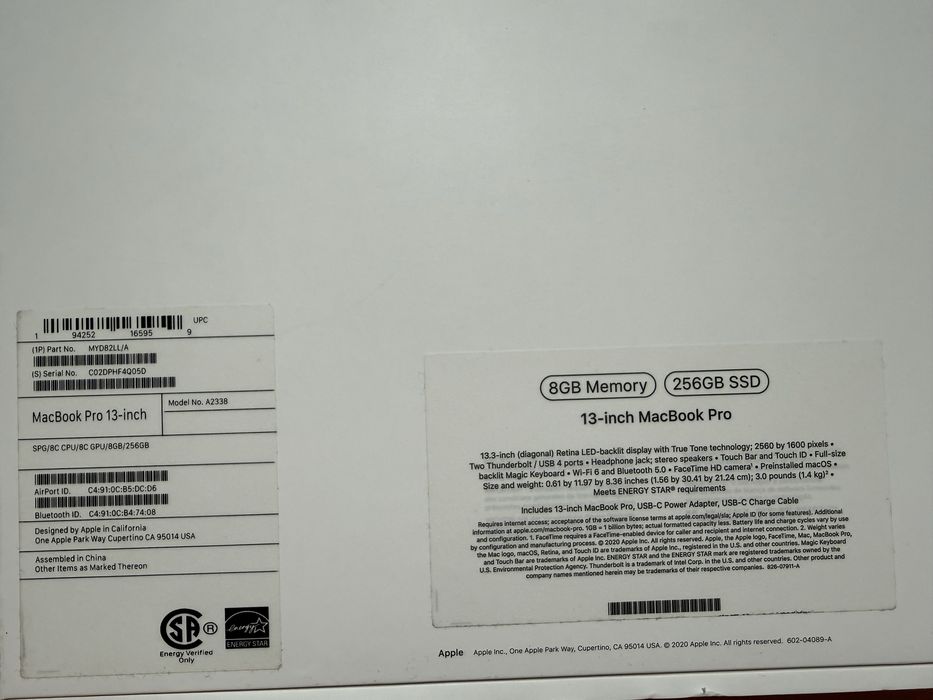 Apple Macbook Pro 13-inch M1 8/256GB