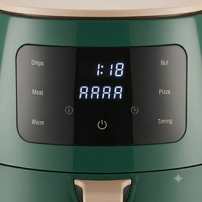 Нов Голям Еър Фрайър 6L / 2400W – Фритеза с горещ въздух (Червен / Зелен)