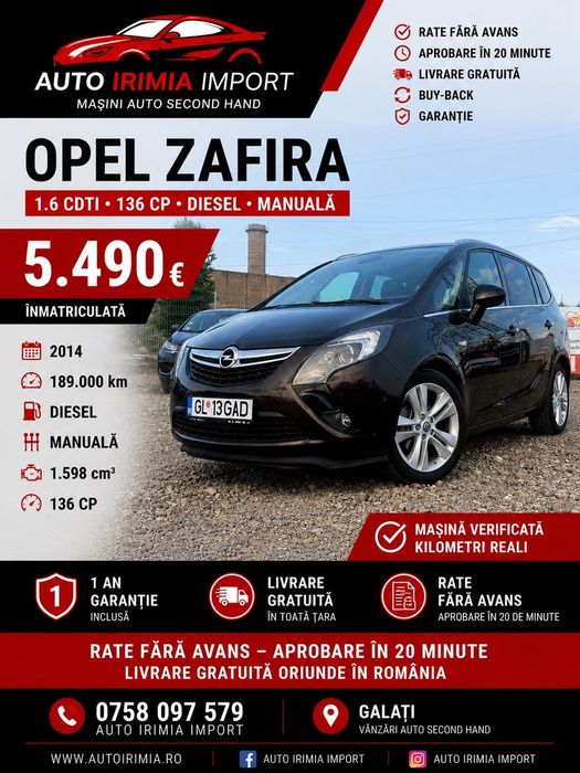 Opel Zafira Garanție , Km Reali , Rate , Avans Zero , Factura.