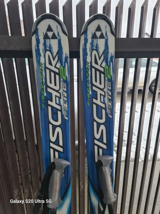 Schiuri alpine Fischer 170 cm, bețe, clăpari, set complet, stare bună