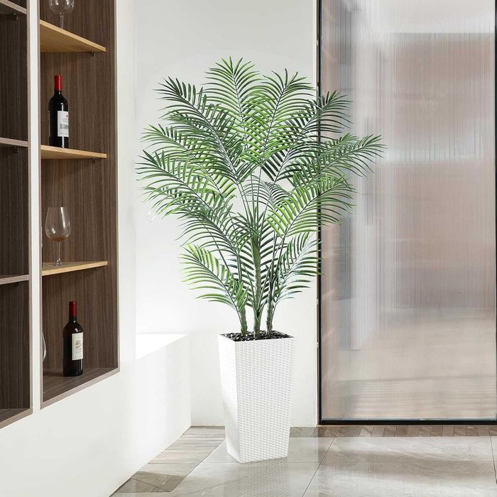 Palmier artificial 210 cm decor interior exterior UV rezistent planta artificiala ghiveci alb sau maro - LIVRARE GRATUITA !