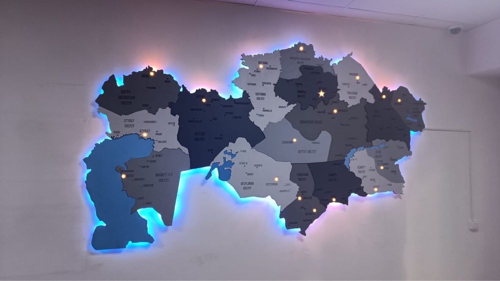 Казахстан карта с подсветкой