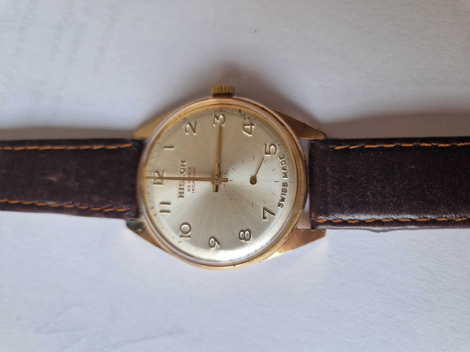 HISLON 2000, cal Felsa 4010, case 36mm, Au 10, SWISS MADE - златни обемни букви! ТОП!