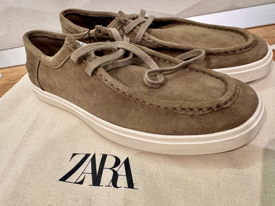 Pantofi piele naturala intoarsa - noi 44 - zara