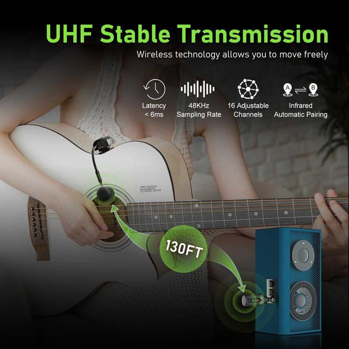 Wireless Сardioid microfon pentru Chitara guitar acustica si clasica ACEMIC AT-5 Shure