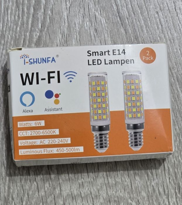 Becuri Smart E14 LED WiFi, Compatibile Alexa/Google Home – 2 bucăți