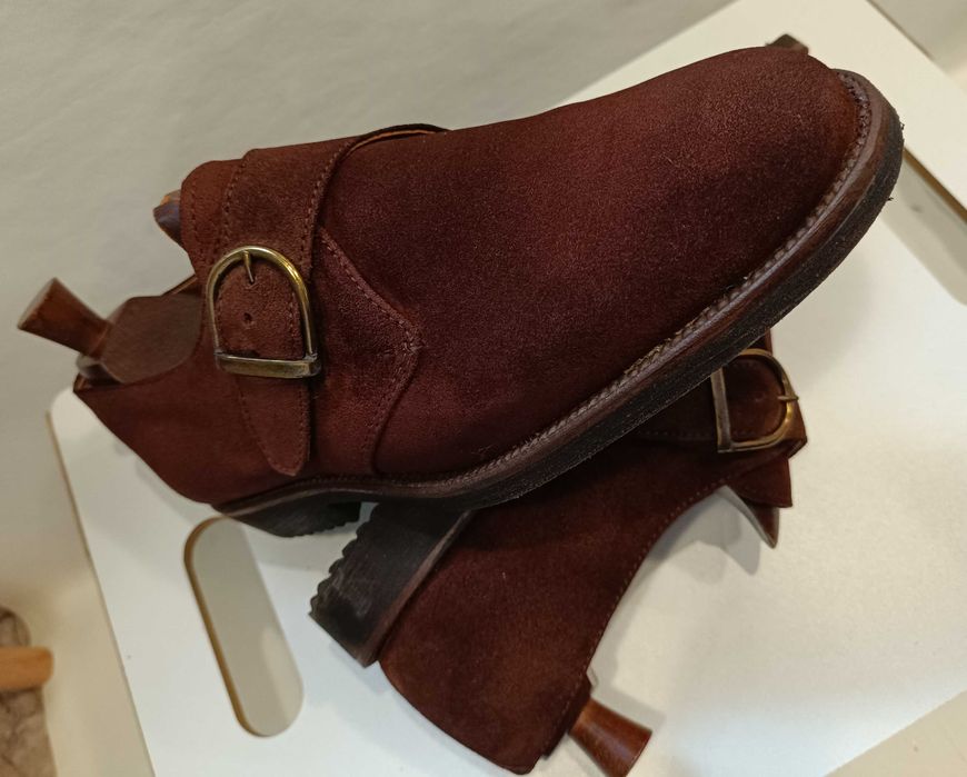 Pantofi monk 41 premium suede Emidio Oddi piele naturala moale