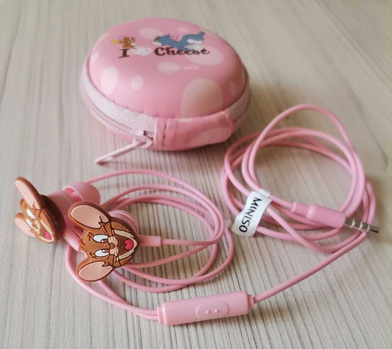 Слушалки MINISO Animal Faces Collection с калъфче