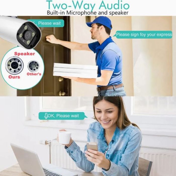 Комплект 4бр AI Smart камери с пълноцветно нощно виждане и NVR за проф