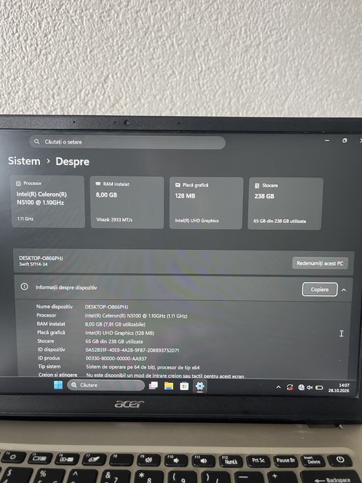Vand Laptop Acer + Volan cu pedale