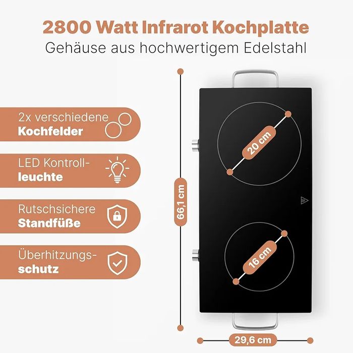 Нов  инфрачервен двоен котлон Proficook  PC-DKP 1211 неръждаем