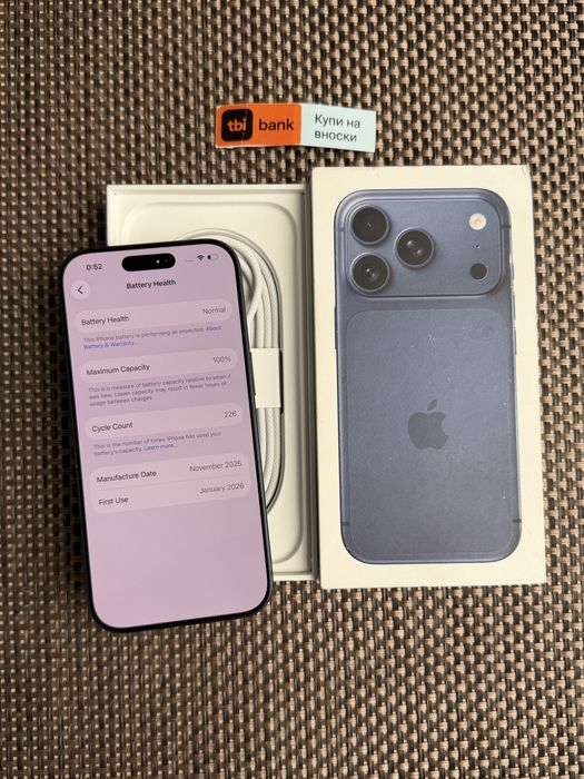 КАТО НОВ! 512Gb *ЛИЗИНГ* iPhone 17 Pro Deep Blue ГАРАНЦИЯ