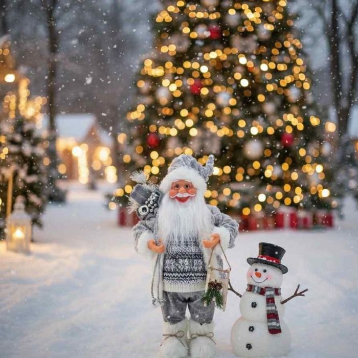 Декоративен Дядо Коледа в сиво