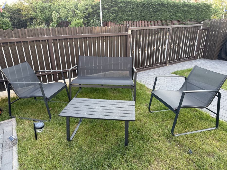 Set gradina bancuta cu masa si doua scaune negru