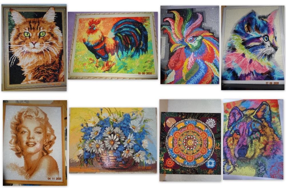 Мозаика (8 шт.) алмазная (готовая) на подрамнике 40х50 см