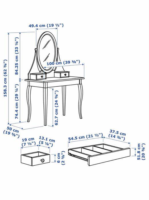 Masa toaleta +oglinda alba ikea folosita