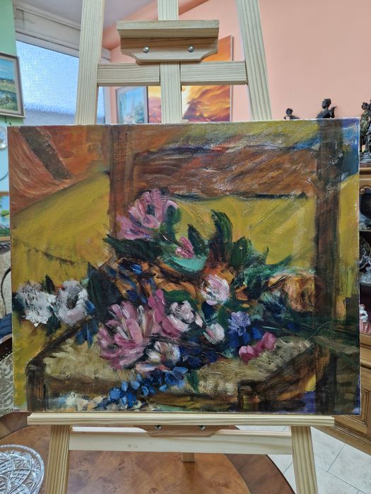 Красива антикварна картина масло върху платно