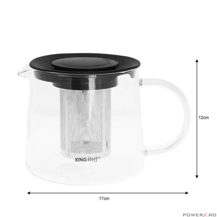 Ceainic cu infuzor, 1 L, din sticla, Kinghoff