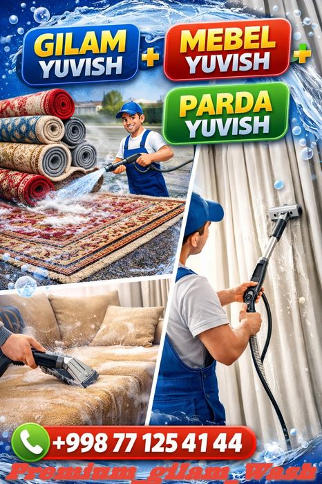 Mirobod Gilam yuvish / Стирка ковров Mebel yuvish Parda yuvish