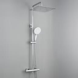 Set dus complet Auralum cu baterie termostatica, dus ploaie 30x30 cm, inox cromat