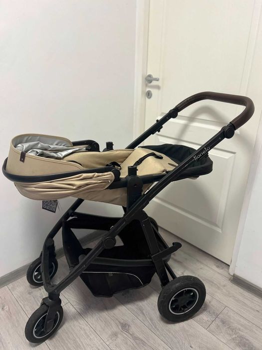 Cărucior Lionelo Bianka 3 în 1, bej + Scoică Astrid i-Size + Bază ISOFIX
